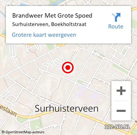Locatie op kaart van de 112 melding: Brandweer Met Grote Spoed Naar Surhuisterveen, Boekholtstraat op 23 januari 2015 17:36