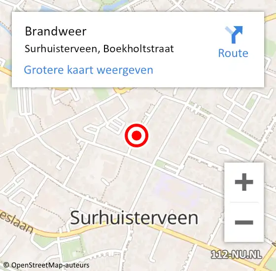 Locatie op kaart van de 112 melding: Brandweer Surhuisterveen, Boekholtstraat op 23 januari 2015 17:38