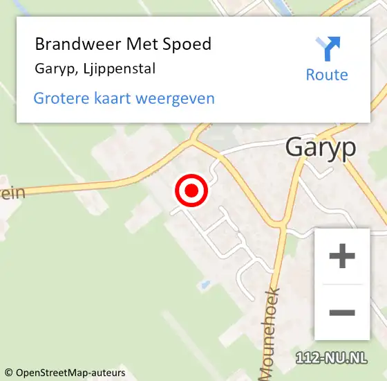 Locatie op kaart van de 112 melding: Brandweer Met Spoed Naar Garyp, Ljippenstal op 24 januari 2015 01:07