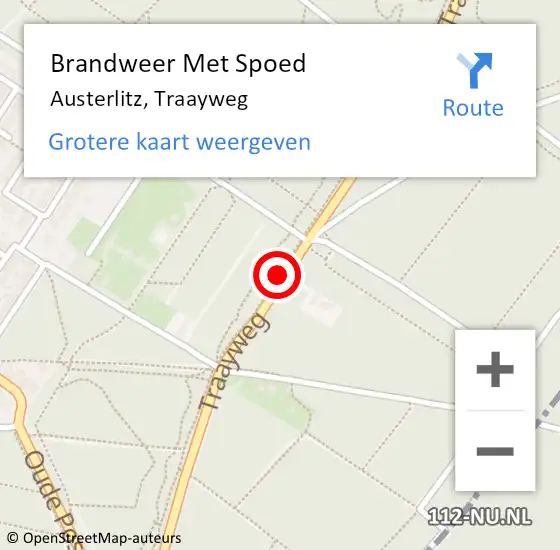 Locatie op kaart van de 112 melding: Brandweer Met Spoed Naar Austerlitz, Traayweg op 24 januari 2015 08:42