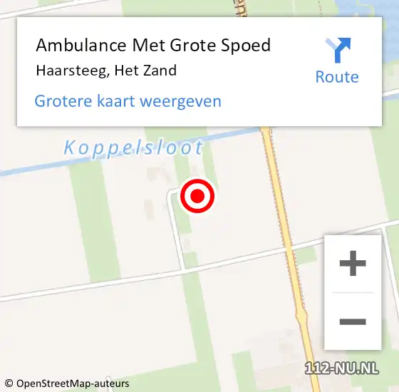 Locatie op kaart van de 112 melding: Ambulance Met Grote Spoed Naar Haarsteeg, Het Zand op 24 januari 2015 15:58