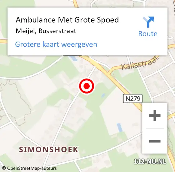 Locatie op kaart van de 112 melding: Ambulance Met Grote Spoed Naar Meijel, Busserstraat op 24 januari 2015 19:37