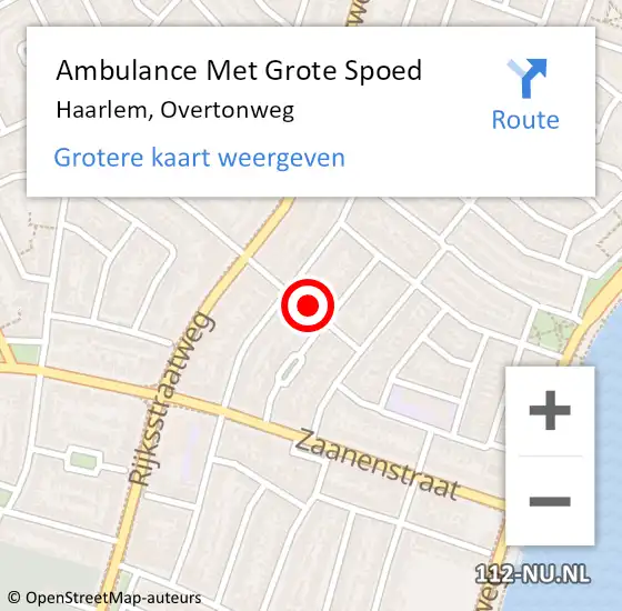 Locatie op kaart van de 112 melding: Ambulance Met Grote Spoed Naar Haarlem, Overtonweg op 25 januari 2015 07:28
