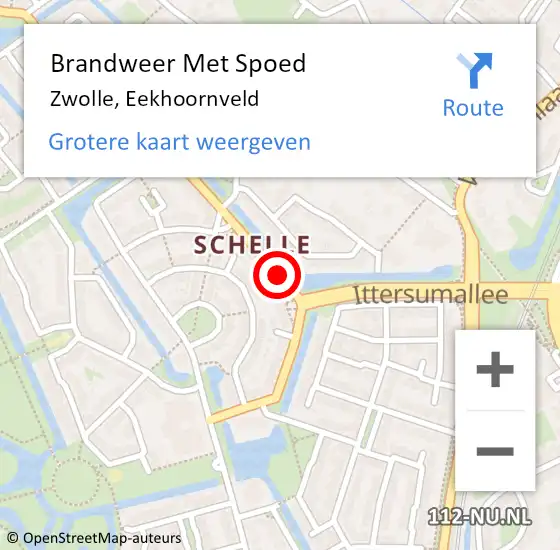 Locatie op kaart van de 112 melding: Brandweer Met Spoed Naar Zwolle, Eekhoornveld op 28 oktober 2013 12:07