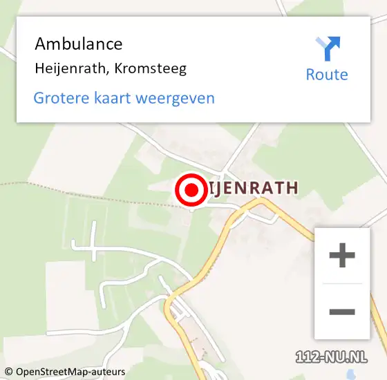 Locatie op kaart van de 112 melding: Ambulance Heijenrath, Kromsteeg op 25 januari 2015 12:08