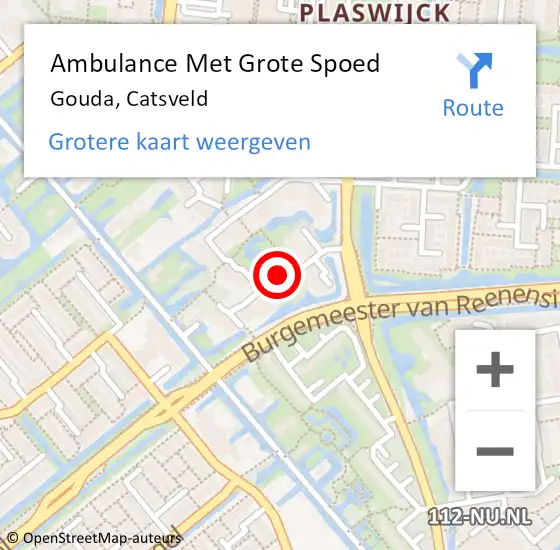 Locatie op kaart van de 112 melding: Ambulance Met Grote Spoed Naar Gouda, Catsveld op 25 januari 2015 12:43