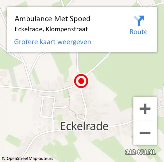 Locatie op kaart van de 112 melding: Ambulance Met Spoed Naar Eckelrade, Klompenstraat op 25 januari 2015 15:02
