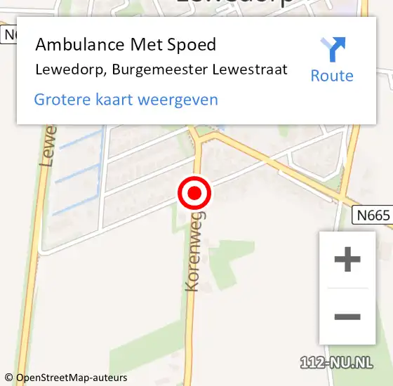 Locatie op kaart van de 112 melding: Ambulance Met Spoed Naar Lewedorp, Burgemeester Lewestraat op 25 januari 2015 16:50