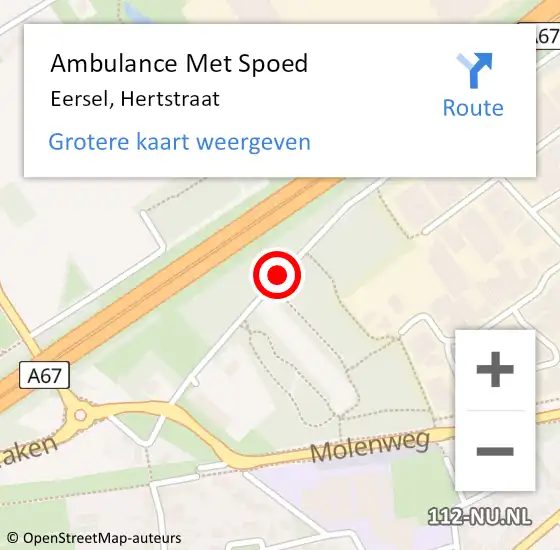 Locatie op kaart van de 112 melding: Ambulance Met Spoed Naar Eersel, Hertstraat op 25 januari 2015 17:19