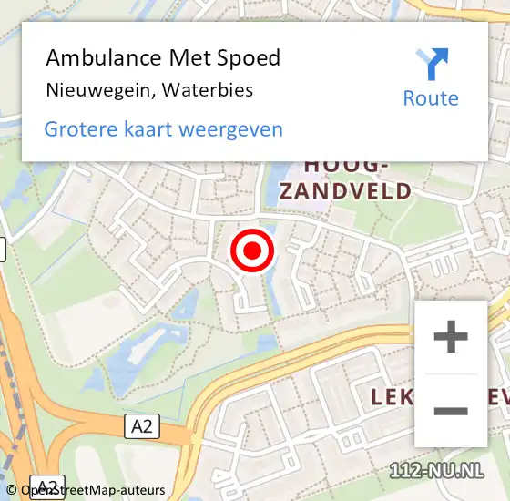 Locatie op kaart van de 112 melding: Ambulance Met Spoed Naar Nieuwegein, Waterbies op 25 januari 2015 17:22
