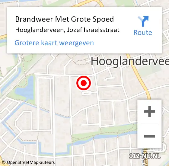 Locatie op kaart van de 112 melding: Brandweer Met Grote Spoed Naar Hooglanderveen, Jozef Israelsstraat op 25 januari 2015 17:34