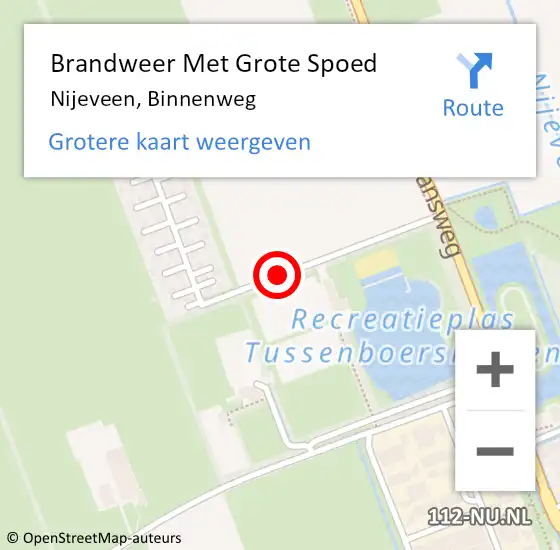 Locatie op kaart van de 112 melding: Brandweer Met Grote Spoed Naar Nijeveen, Binnenweg op 25 januari 2015 18:02