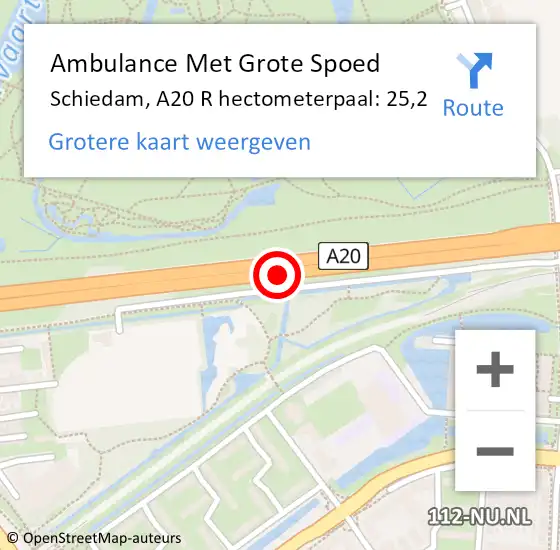 Locatie op kaart van de 112 melding: Ambulance Met Grote Spoed Naar Schiedam, A20 L op 25 januari 2015 22:27