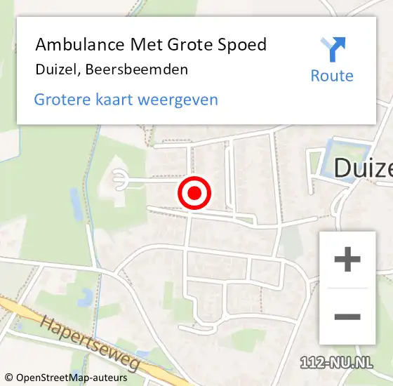 Locatie op kaart van de 112 melding: Ambulance Met Grote Spoed Naar Duizel, Beersbeemden op 26 januari 2015 15:20