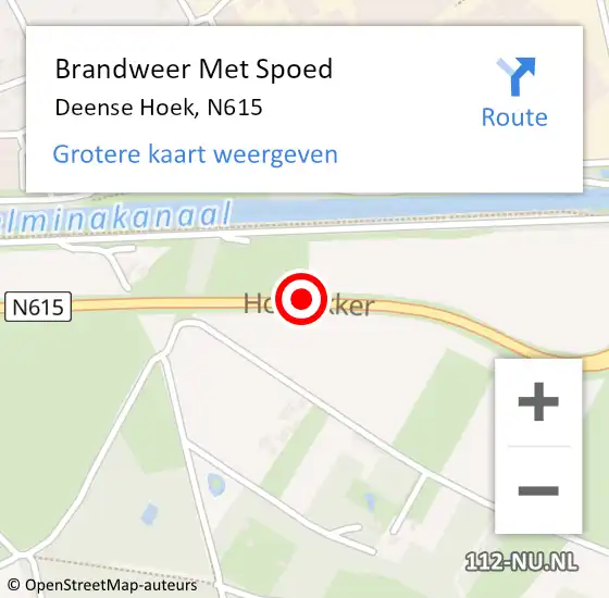 Locatie op kaart van de 112 melding: Brandweer Met Spoed Naar Deense Hoek, N615 op 26 januari 2015 17:12