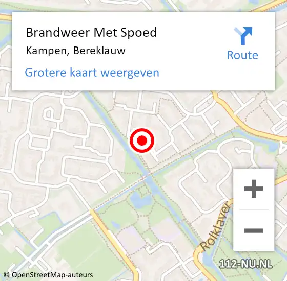 Locatie op kaart van de 112 melding: Brandweer Met Spoed Naar Kampen, Bereklauw op 28 oktober 2013 12:33