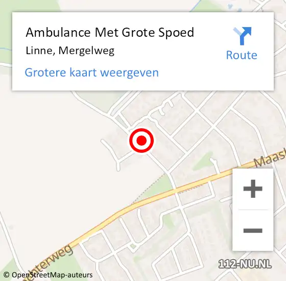 Locatie op kaart van de 112 melding: Ambulance Met Grote Spoed Naar Linne, Mergelweg op 26 januari 2015 18:45
