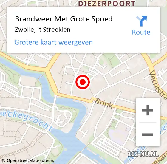 Locatie op kaart van de 112 melding: Brandweer Met Grote Spoed Naar Zwolle, 't Streekien op 26 januari 2015 19:06