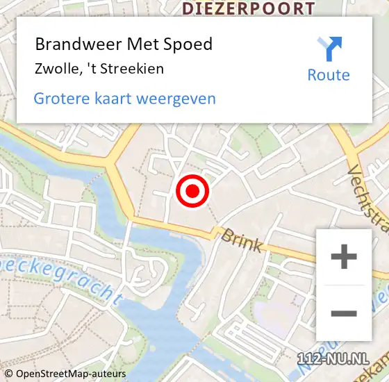 Locatie op kaart van de 112 melding: Brandweer Met Spoed Naar Zwolle, 't Streekien op 26 januari 2015 19:41