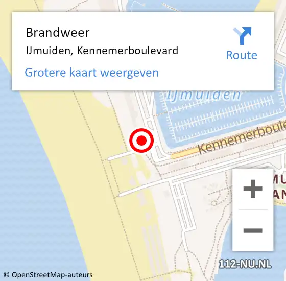 Locatie op kaart van de 112 melding: Brandweer IJmuiden, Kennemerboulevard op 26 januari 2015 20:14