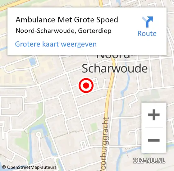 Locatie op kaart van de 112 melding: Ambulance Met Grote Spoed Naar Noord-Scharwoude, Gorterdiep op 26 januari 2015 22:05