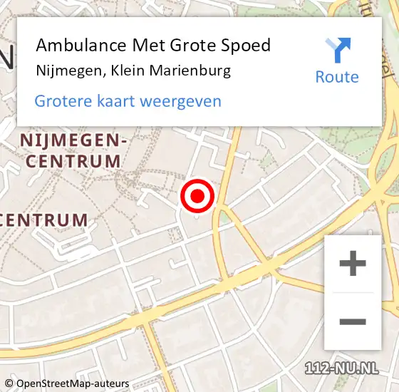 Locatie op kaart van de 112 melding: Ambulance Met Grote Spoed Naar Nijmegen, Klein Marienburg op 26 januari 2015 22:29