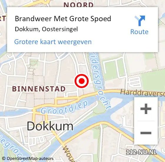Locatie op kaart van de 112 melding: Brandweer Met Grote Spoed Naar Dokkum, Oostersingel op 27 januari 2015 09:59