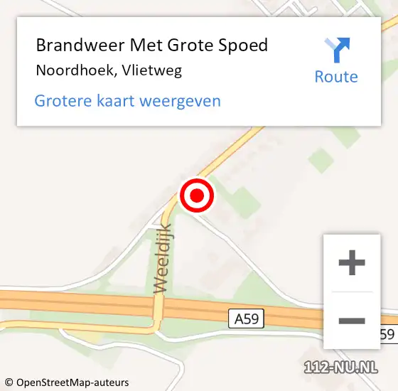 Locatie op kaart van de 112 melding: Brandweer Met Grote Spoed Naar Noordhoek, Vlietweg op 27 januari 2015 11:41