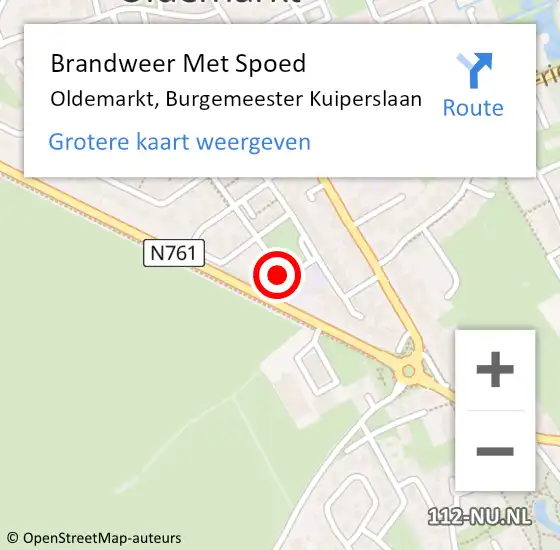 Locatie op kaart van de 112 melding: Brandweer Met Spoed Naar Oldemarkt, Burgemeester Kuiperslaan op 28 oktober 2013 12:44