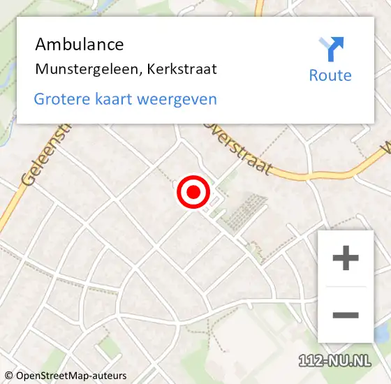 Locatie op kaart van de 112 melding: Ambulance Munstergeleen, Kerkstraat op 27 januari 2015 16:30
