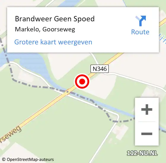 Locatie op kaart van de 112 melding: Brandweer Geen Spoed Naar Markelo, Goorseweg op 28 oktober 2013 12:53