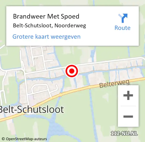 Locatie op kaart van de 112 melding: Brandweer Met Spoed Naar Belt-Schutsloot, Noorderweg op 28 oktober 2013 12:55