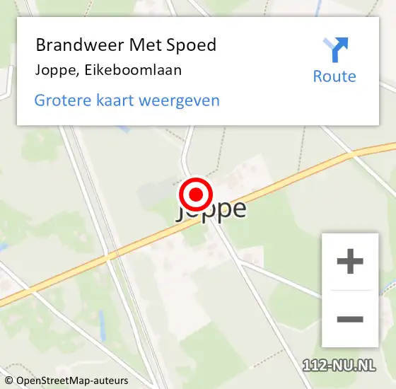 Locatie op kaart van de 112 melding: Brandweer Met Spoed Naar Joppe, Eikeboomlaan op 28 oktober 2013 12:57