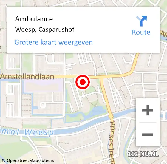 Locatie op kaart van de 112 melding: Ambulance Weesp, Casparushof op 28 januari 2015 12:41