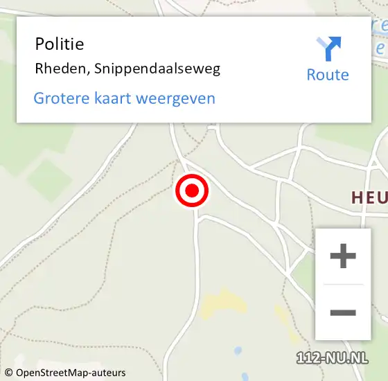 Locatie op kaart van de 112 melding: Politie Rheden, Snippendaalseweg op 28 januari 2015 19:59