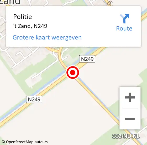 Locatie op kaart van de 112 melding: Politie 't Zand, N249 op 28 januari 2015 20:00