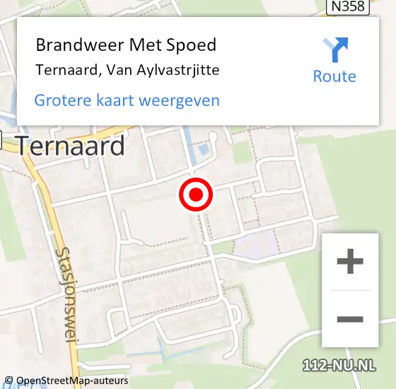 Locatie op kaart van de 112 melding: Brandweer Met Spoed Naar Ternaard, Van Aylvastrjitte op 28 oktober 2013 13:25
