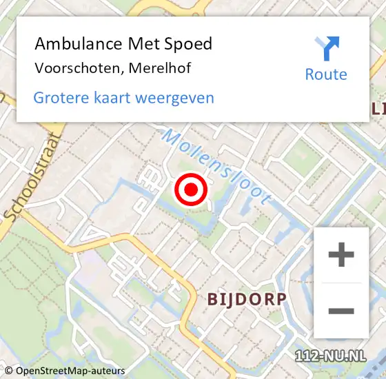 Locatie op kaart van de 112 melding: Ambulance Met Spoed Naar Voorschoten, Merelhof op 29 januari 2015 12:37