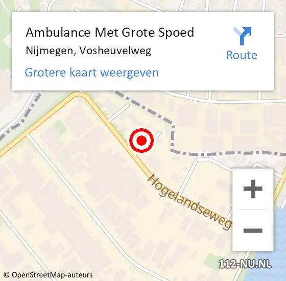 Locatie op kaart van de 112 melding: Ambulance Met Grote Spoed Naar Nijmegen, Vosheuvelweg op 29 januari 2015 14:42
