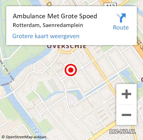 Locatie op kaart van de 112 melding: Ambulance Met Grote Spoed Naar Rotterdam, Saenredamplein op 29 januari 2015 18:21