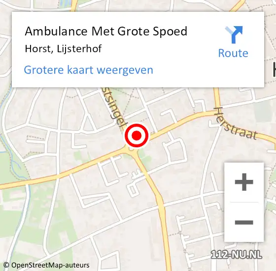 Locatie op kaart van de 112 melding: Ambulance Met Grote Spoed Naar Horst, Lijsterhof op 30 januari 2015 02:44
