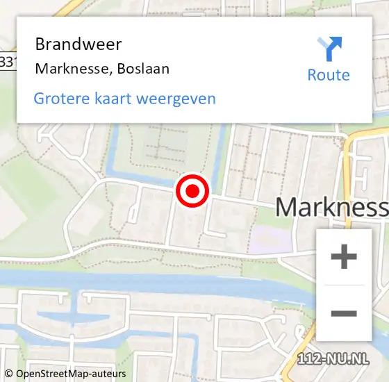 Locatie op kaart van de 112 melding: Brandweer Marknesse, Boslaan op 28 oktober 2013 13:52