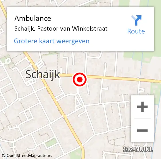 Locatie op kaart van de 112 melding: Ambulance Schaijk, Pastoor van Winkelstraat op 30 januari 2015 09:33