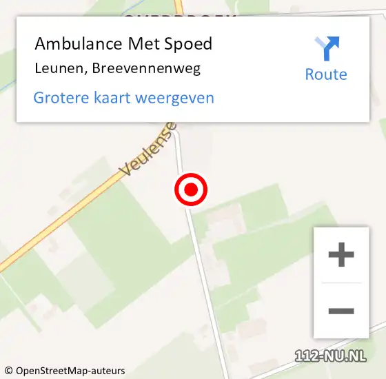 Locatie op kaart van de 112 melding: Ambulance Met Spoed Naar Leunen, Breevennenweg op 30 januari 2015 13:59