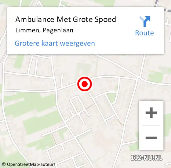 Locatie op kaart van de 112 melding: Ambulance Met Grote Spoed Naar Limmen, Pagenlaan op 30 januari 2015 14:16