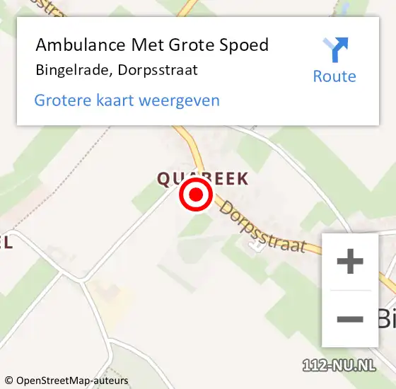 Locatie op kaart van de 112 melding: Ambulance Met Grote Spoed Naar Bingelrade, Dorpsstraat op 30 januari 2015 23:05