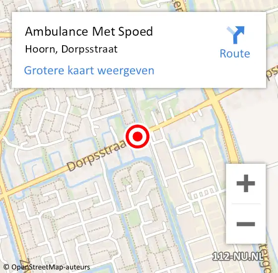 Locatie op kaart van de 112 melding: Ambulance Met Spoed Naar Hoorn, Dorpsstraat op 31 januari 2015 01:37