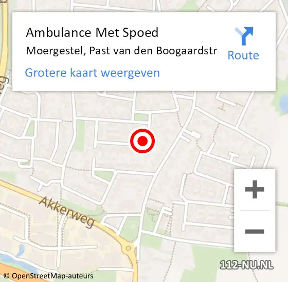 Locatie op kaart van de 112 melding: Ambulance Met Spoed Naar Moergestel, Past van den Boogaardstr op 31 januari 2015 11:14