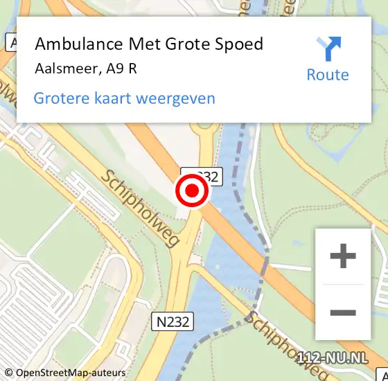 Locatie op kaart van de 112 melding: Ambulance Met Grote Spoed Naar Aalsmeer, A9 R op 31 januari 2015 12:39