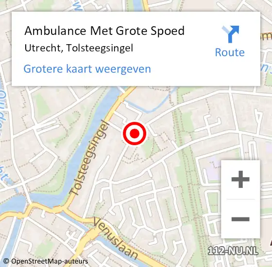Locatie op kaart van de 112 melding: Ambulance Met Grote Spoed Naar Utrecht, Tolsteegsingel op 31 januari 2015 16:14